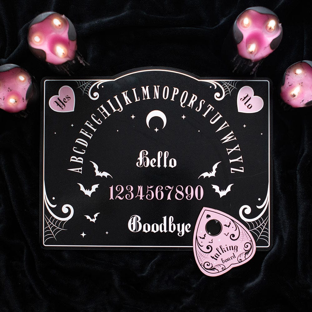 Pink and Black Talking Board: Pastel Goth & Emo Ouija Style Spirit Board for Divination