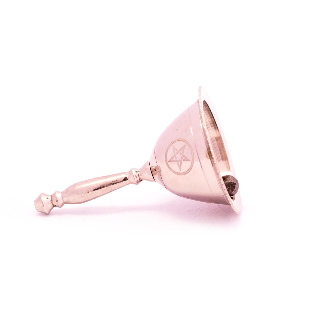 Pink Pentacle Brass Altar Bell – 3 Inch Ritual Bell