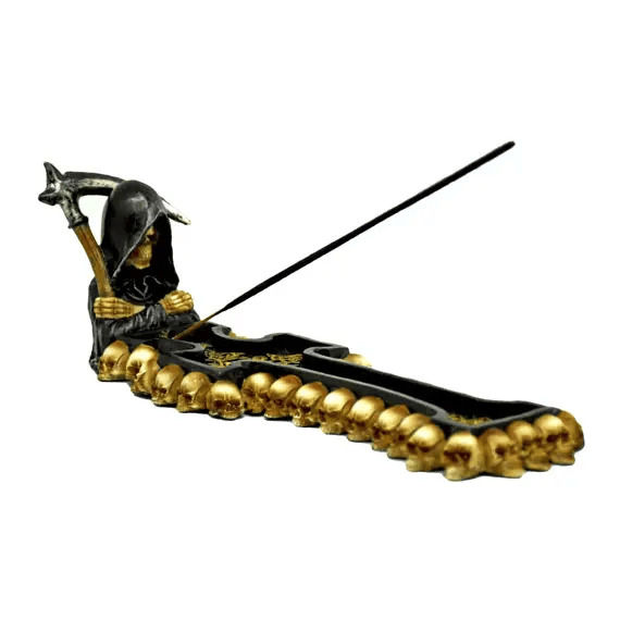 Reaper Cross Incense Burner - Gothic Grim Reaper Ash Catcher & Spooky Decor