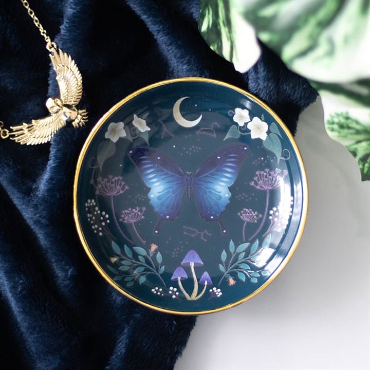 Midnight Moth Trinket Dish | Celestial Butterfly Jewelry & Crystal Dish