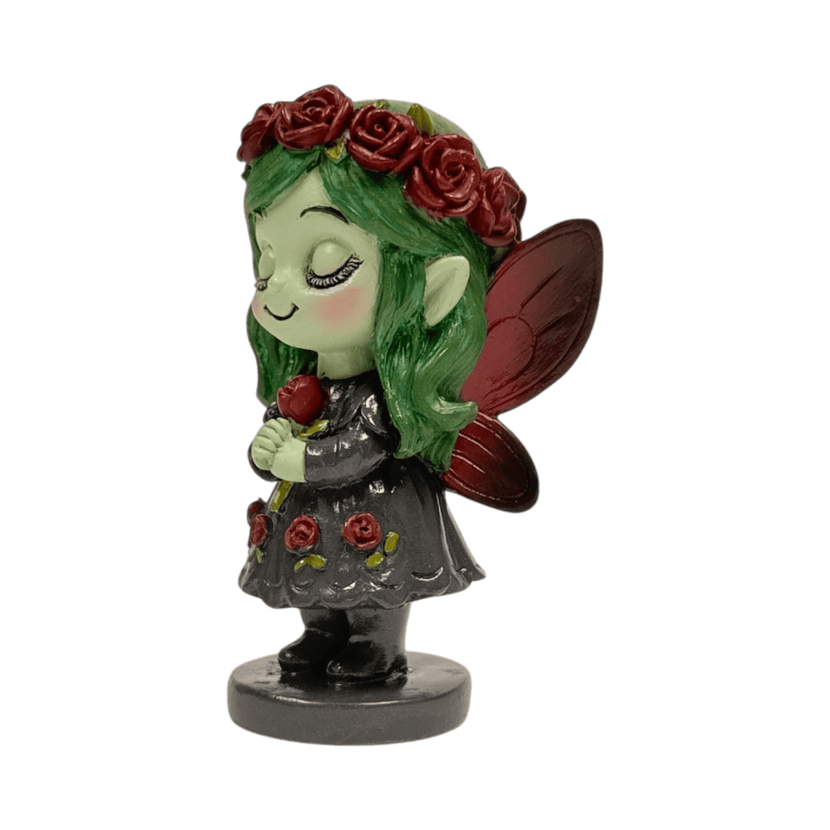 Spirit Fairies Elaria Figurine – Green Woodland Fairy with Red Roses
