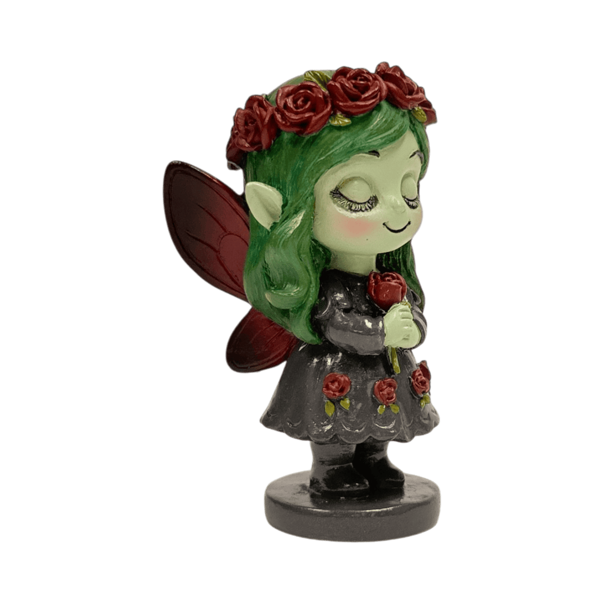 Spirit Fairies Elaria Figurine – Green Woodland Fairy with Red Roses