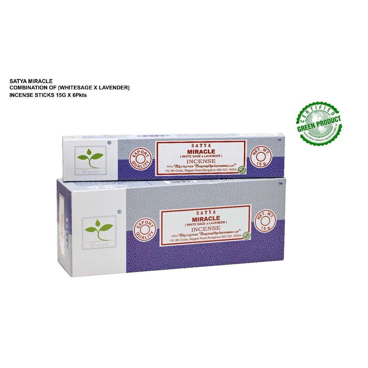 Satya Miracle Incense 15 grams (pack of 6) - Authentic Occult and Witchcraft Supply Image