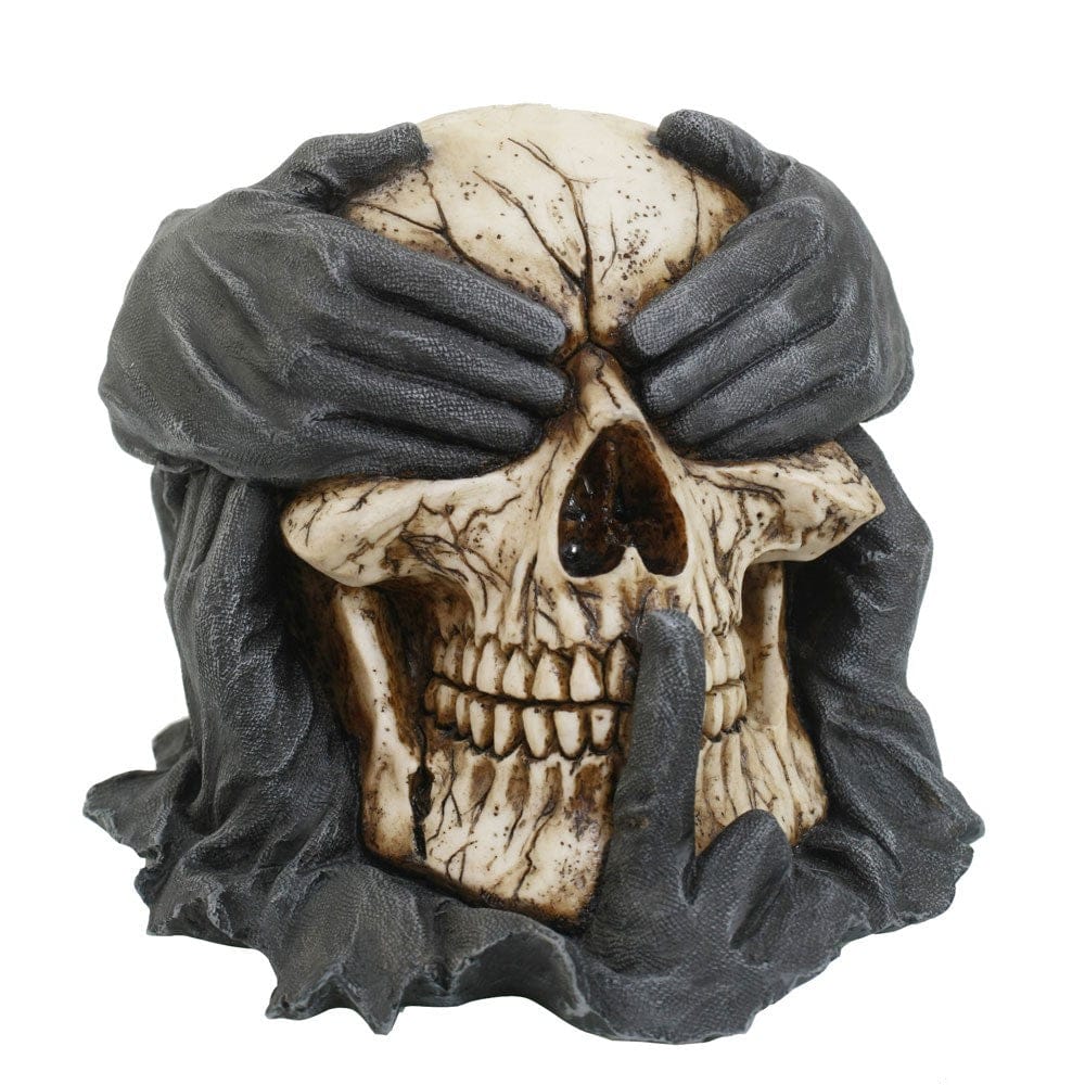 Large "See Hear Speak No Evil" Skull Statue | Oversized Gothic Figure & Home Decor