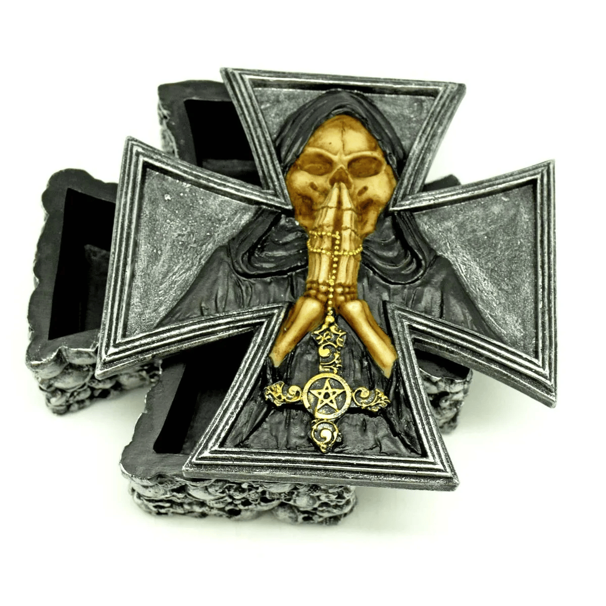 Skull Cross Box - Gothic Reaper Trinket Box & Spooky Decor