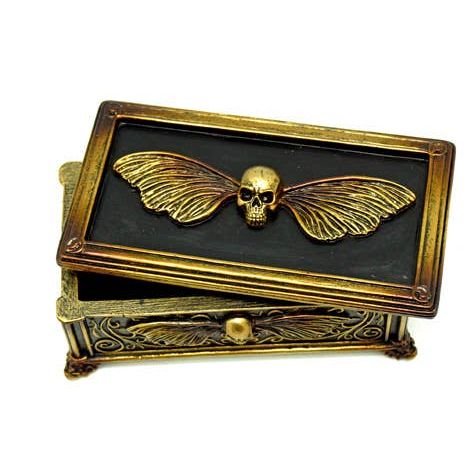 Skull Death Moth Box - Gothic Trinket Box & Spooky Decor