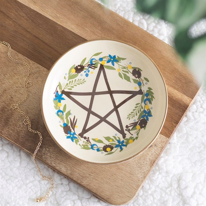 Solstice Wreath Pentagram Trinket Dish | Jewelry, Crystal & Altar Dish