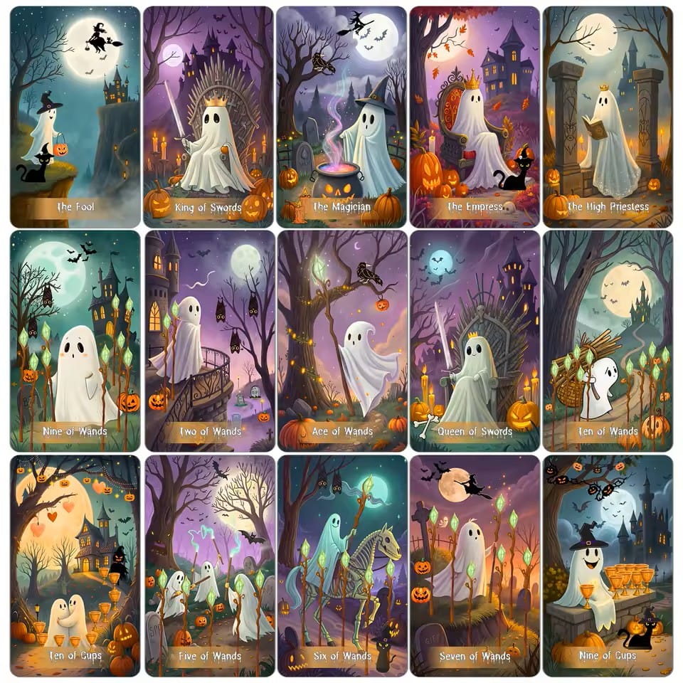 Spooky Cute Tarot Deck – 78 Card Halloween Tarot with Guidebook