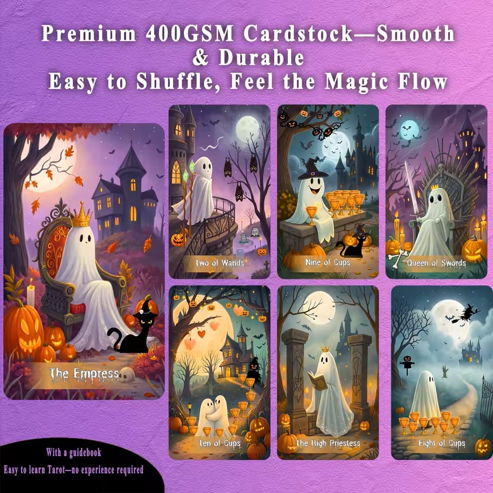 Spooky Cute Tarot Deck – 78 Card Halloween Tarot with Guidebook