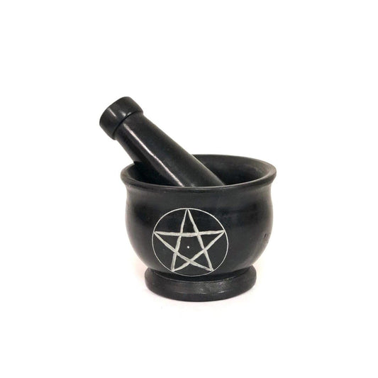 Black Stone Pentacle Mortar & Pestle – 3 Inch