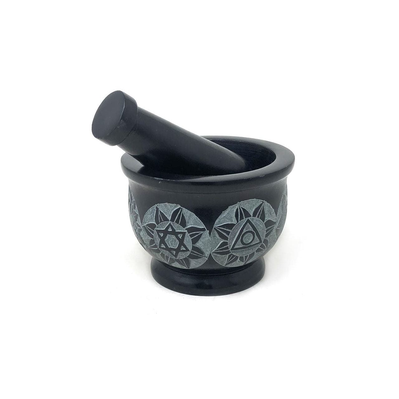 Stone Mortar & Pestle (7 Chakra) - Authentic Occult and Witchcraft Supply Image