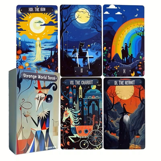 Strange World Tarot Deck – Surreal Artistic Tarot Cards with Bold Fantasy Imagery