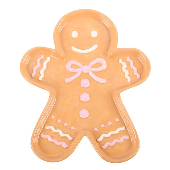 Gingerbread Man Ceramic Serving Plate | Christmas Cookie & Dessert Platter