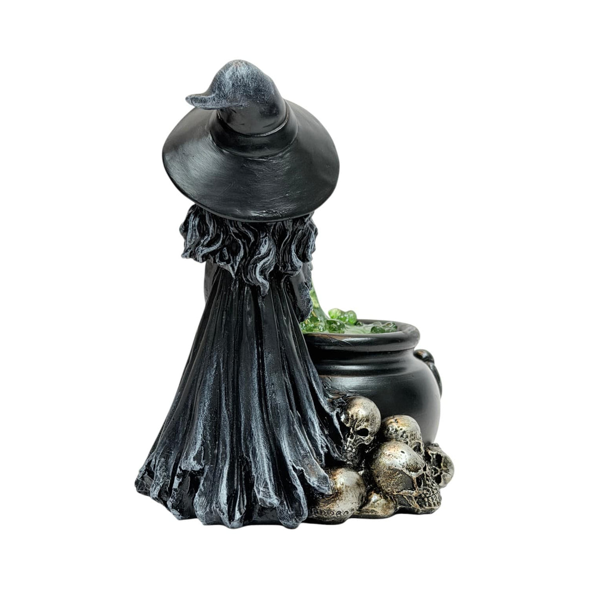Greenfire Witch Figurine – Skeleton Witch with Green Potion Cauldron