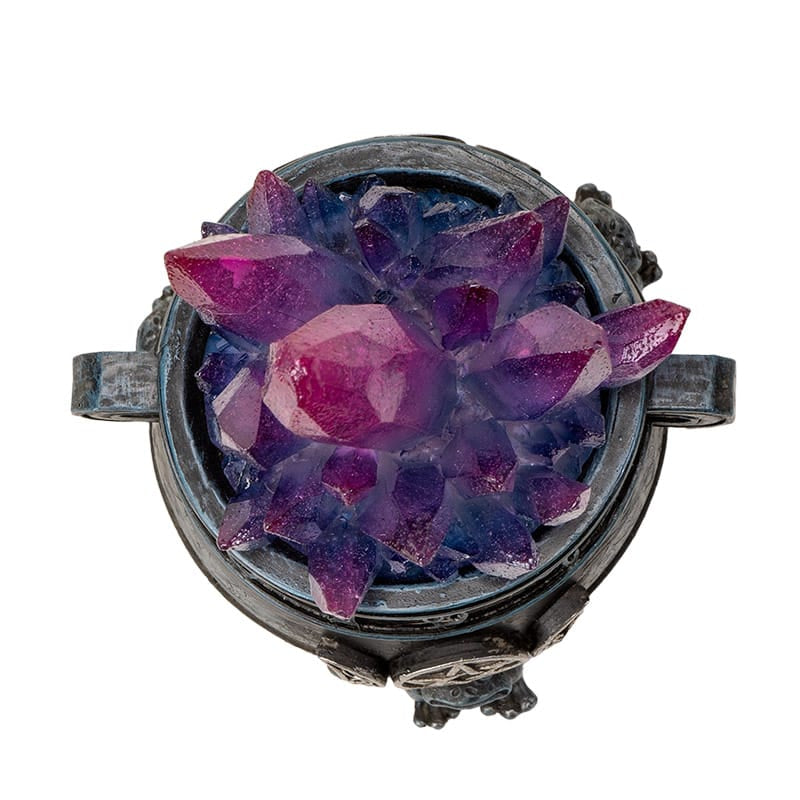Triple Moon Cauldron with LED Purple Crystals – Light Up Witchy Decor