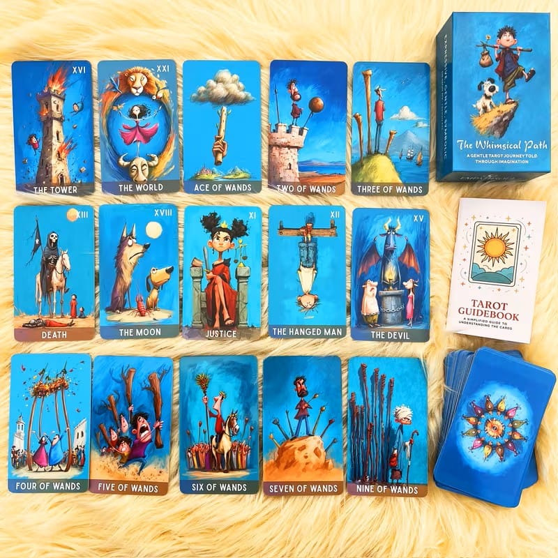 The Whimsical Path Tarot Deck – Gentle Beginner Friendly Tarot Cards & Guidebook