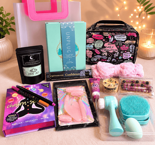 Self-Care & Wellness Bundle – Spiritual Gift Set with Journal, Candle & Spa Accessories