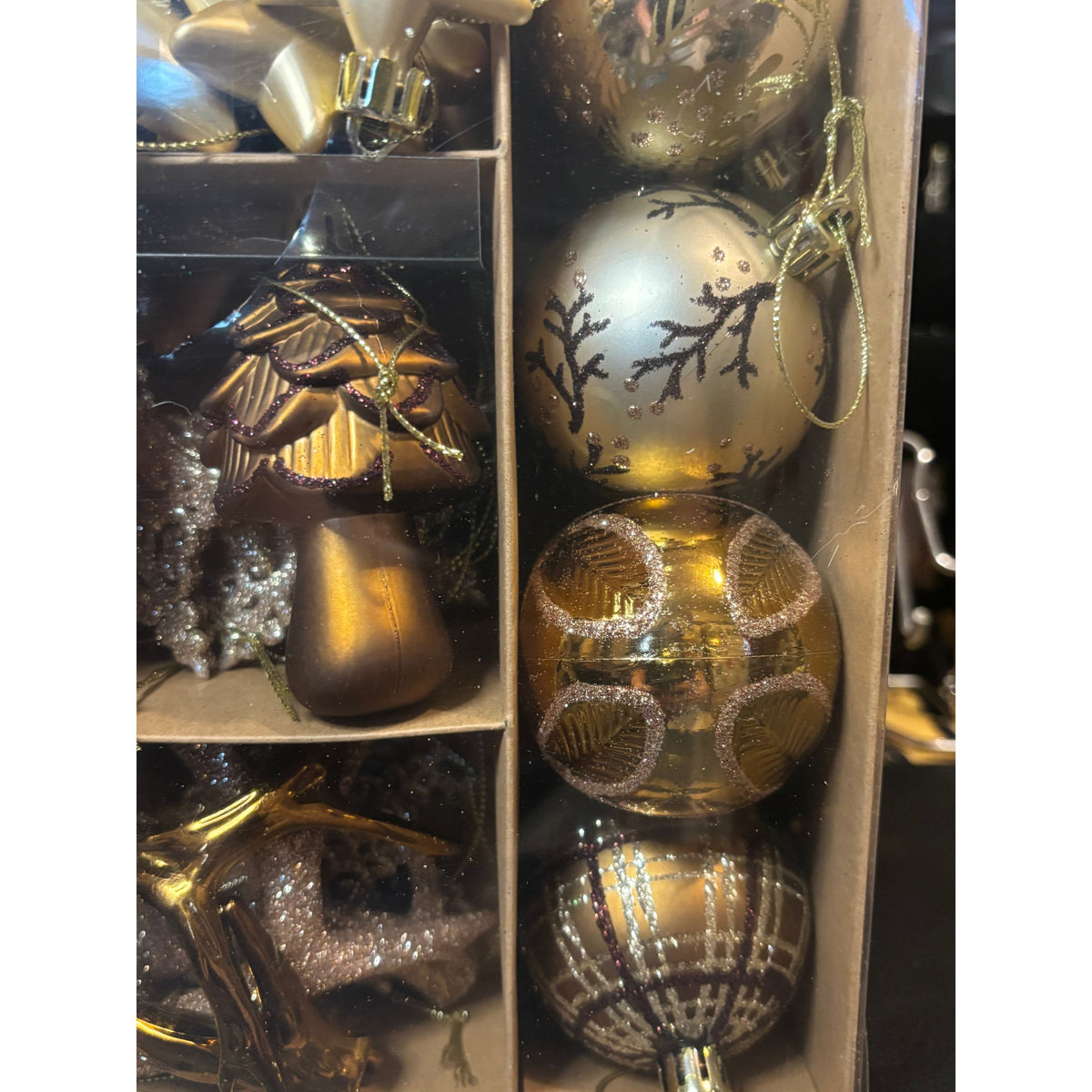 70-Pc Vintage Woodland Ornament Set | Brown & Beige Baubles - Authentic Occult and Witchcraft Supply Image