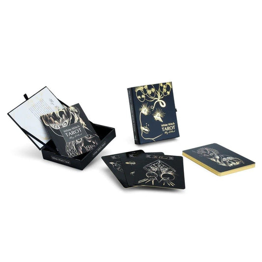 White Witch Tarot – Black & Gold Major Arcana Tarot Deck with Guidebook - Authentic Occult and Witchcraft Supply Image