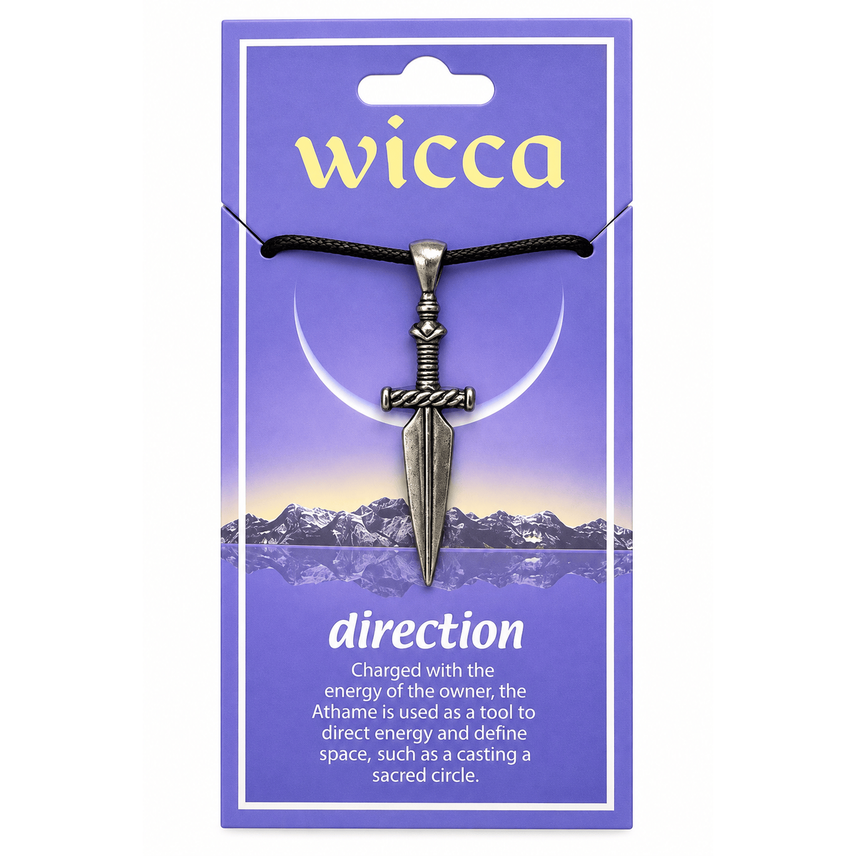 Wicca Direction Amulet – Pewter Athame Dagger Necklace