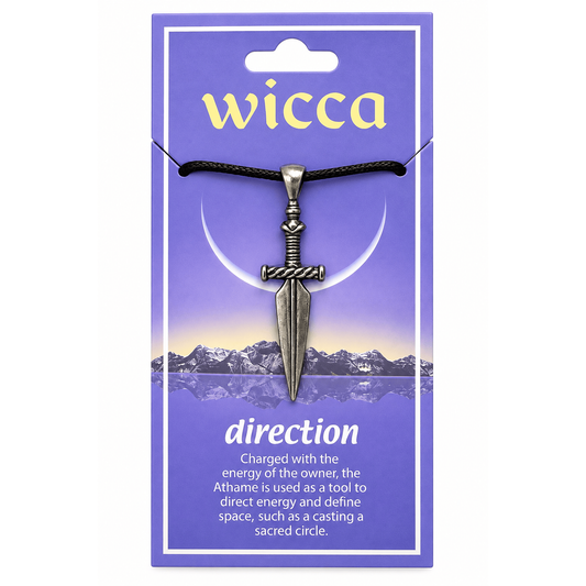 Wicca Direction Amulet – Pewter Athame Dagger Necklace