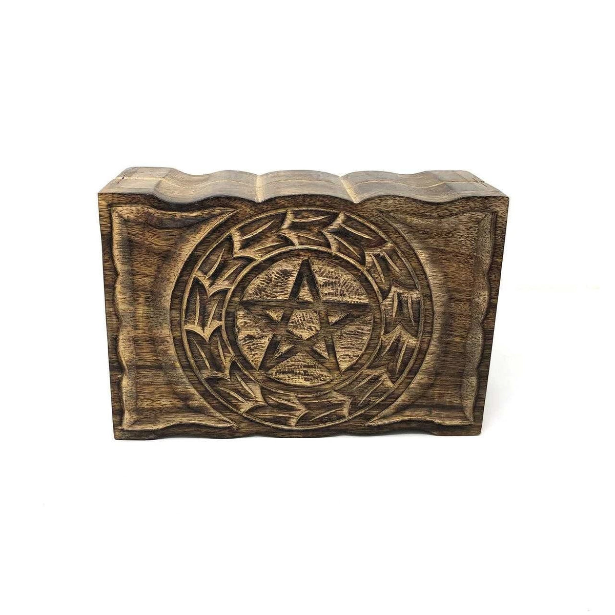 Pentacle Wooden Tarot & Ritual Storage Box – 6" x 9"