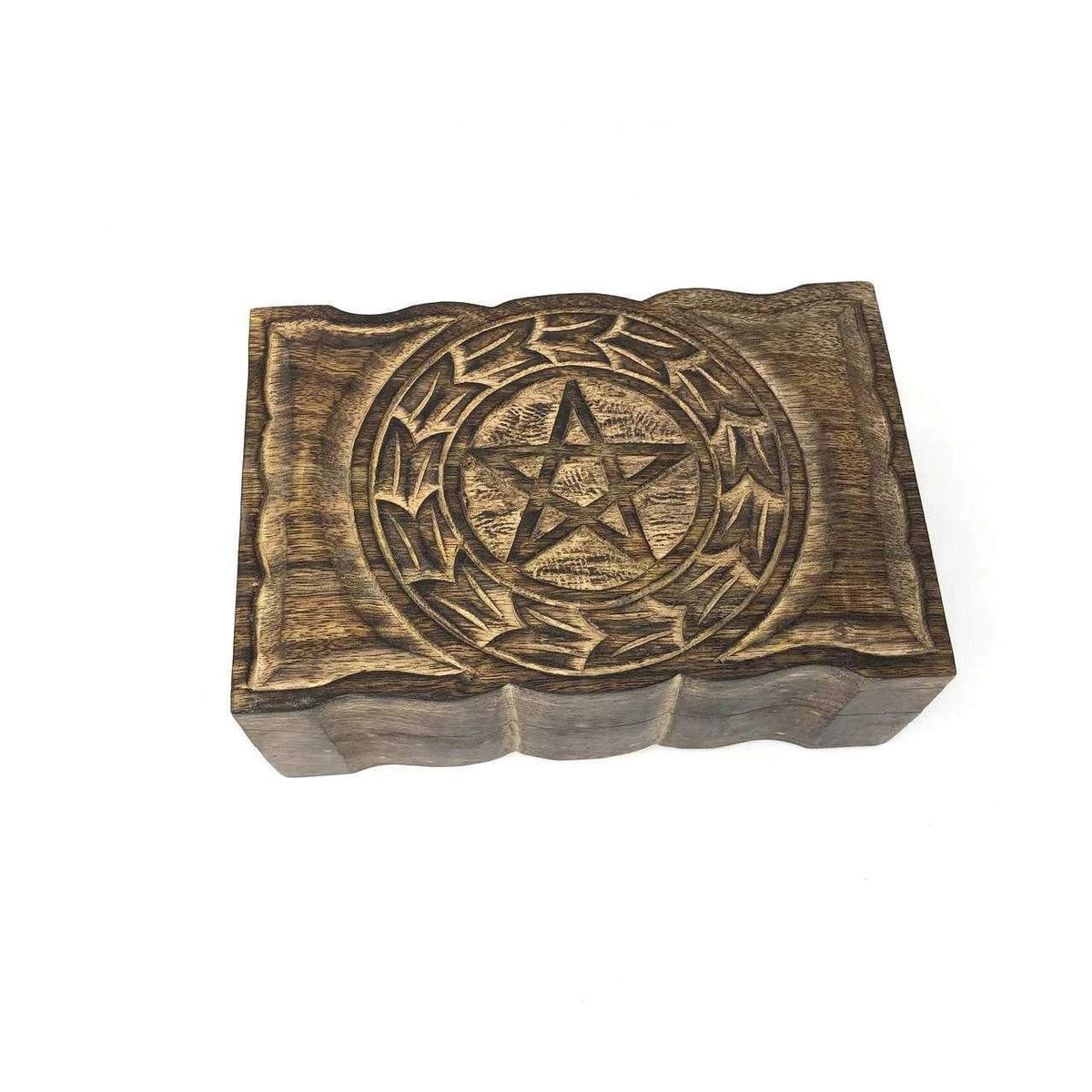 Pentacle Wooden Tarot & Ritual Storage Box – 6" x 9"