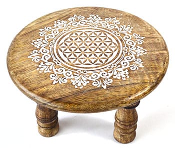 Mini Flower of Life Altar Table | 6" Wooden Crystal & Ritual Display