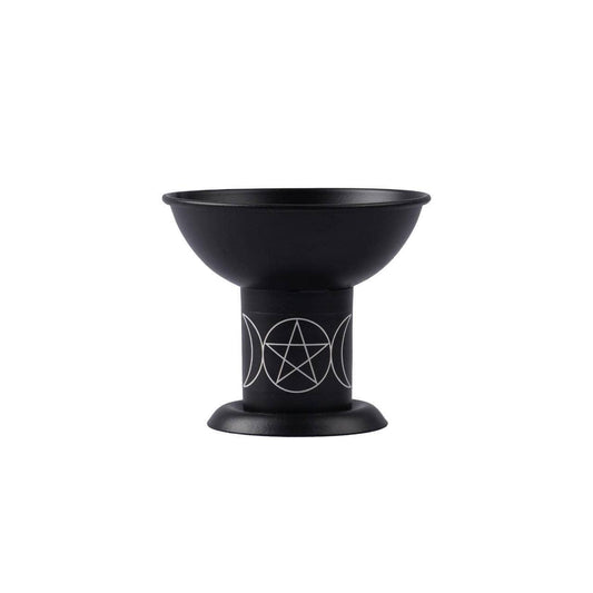 Triple Moon Pentacle Iron Charcoal & Incense Burner – 4"