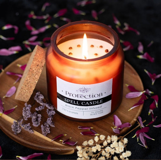 Black Pepper Infused Protection Spell Candle - Mystic Treasures