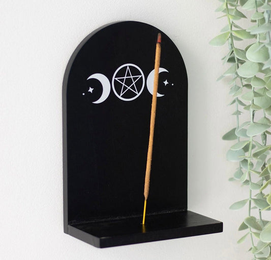 Black Triple Moon Incense Holder Shelf Black Triple Moon Incense Holder Shelf