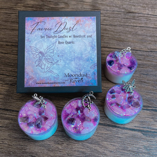 Faerie Dust Tealight Crystal Candles, Ritual Candles Faerie Dust Tealight Crystal Candles, Ritual Candles
