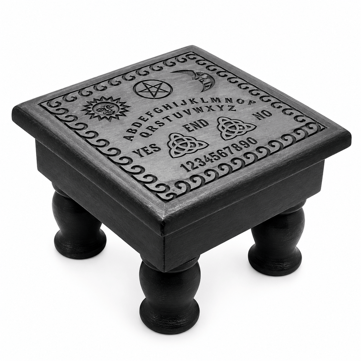 Mini Wooden Spirit Board Altar Table – Black – Approx. 6" x 6" x 4"