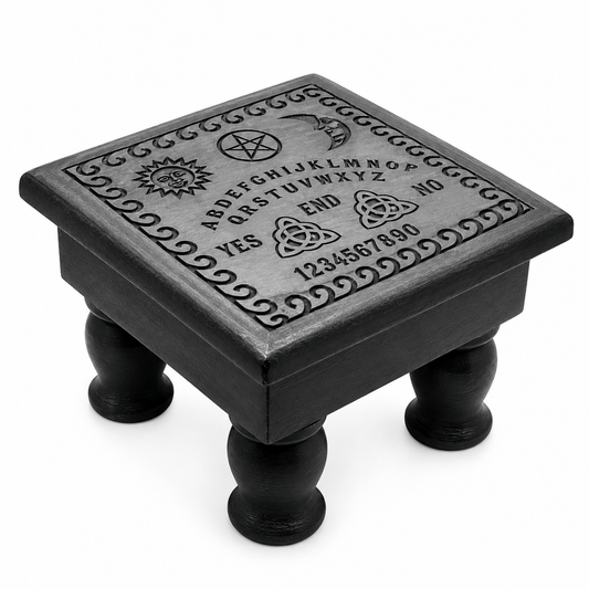 Mini Wooden Spirit Board Altar Table – Black – Approx. 6" x 6" x 4"