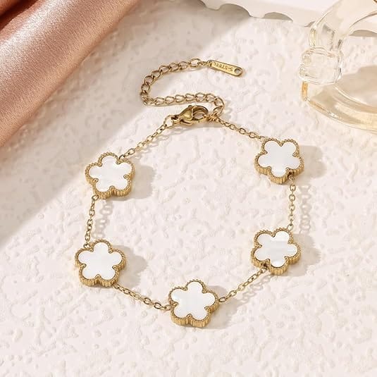White Clover Jewelry Set | Gold Plated Stainless Steel
