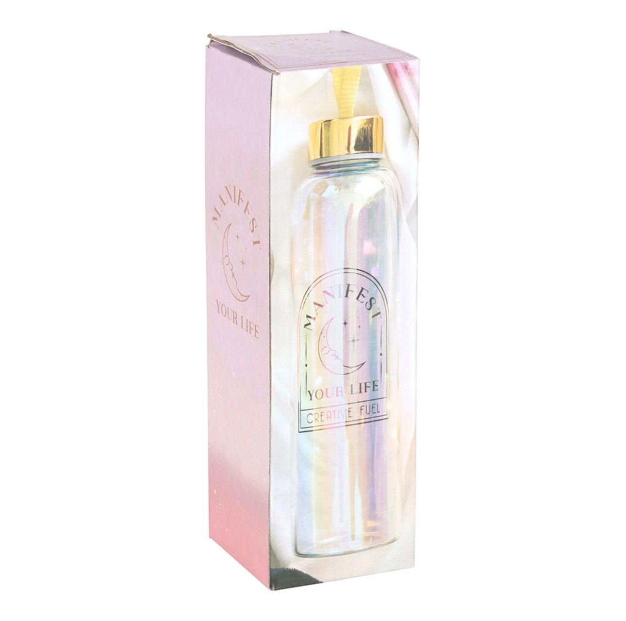 Manifest Your Life Iridescent Glass Water Bottle Manifest Your Life Iridescent Glass Water Bottle