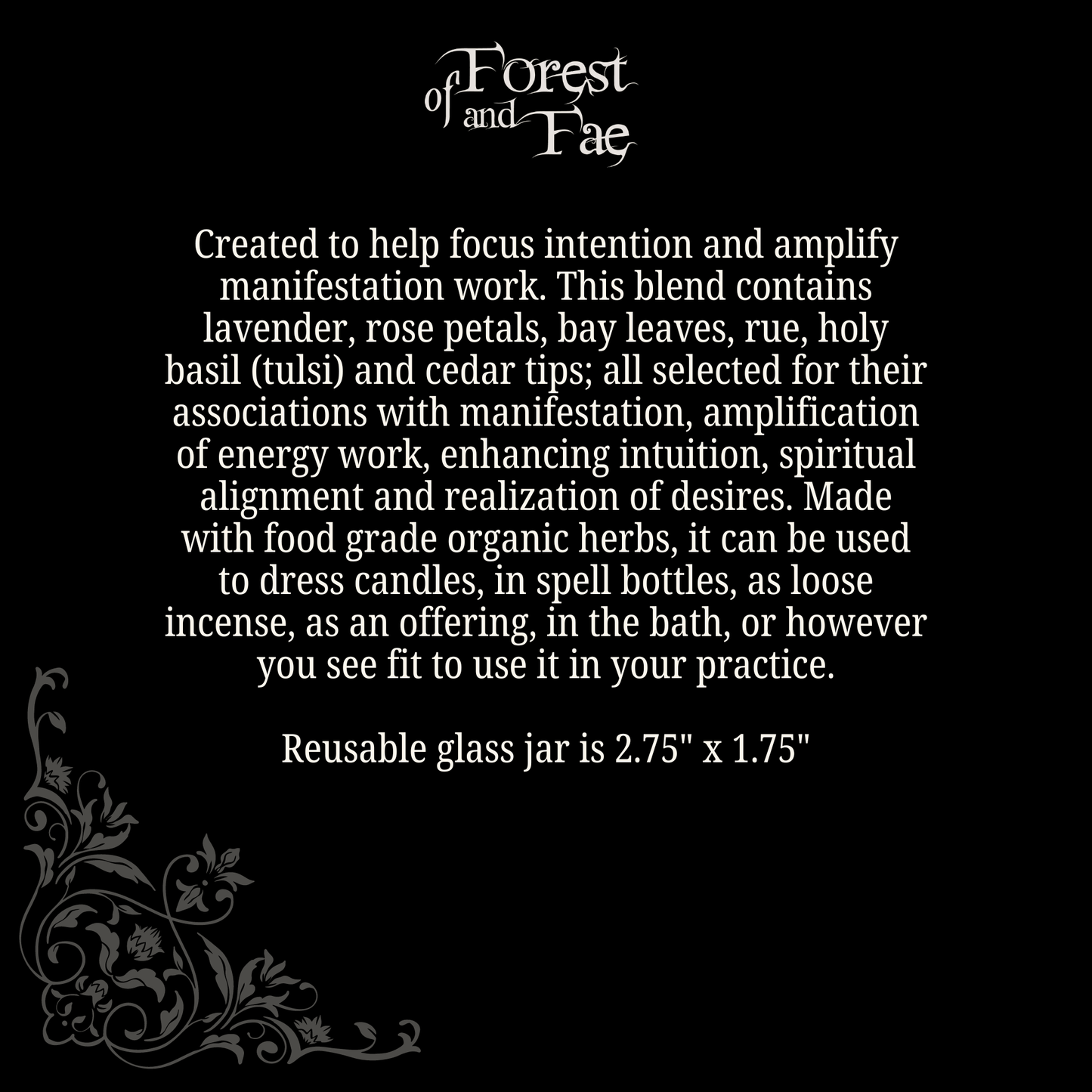 Organic Manifestation Spellwork Herb Blend for Ritual Witchcraft - Authentic Occult and Witchcraft Supply Image