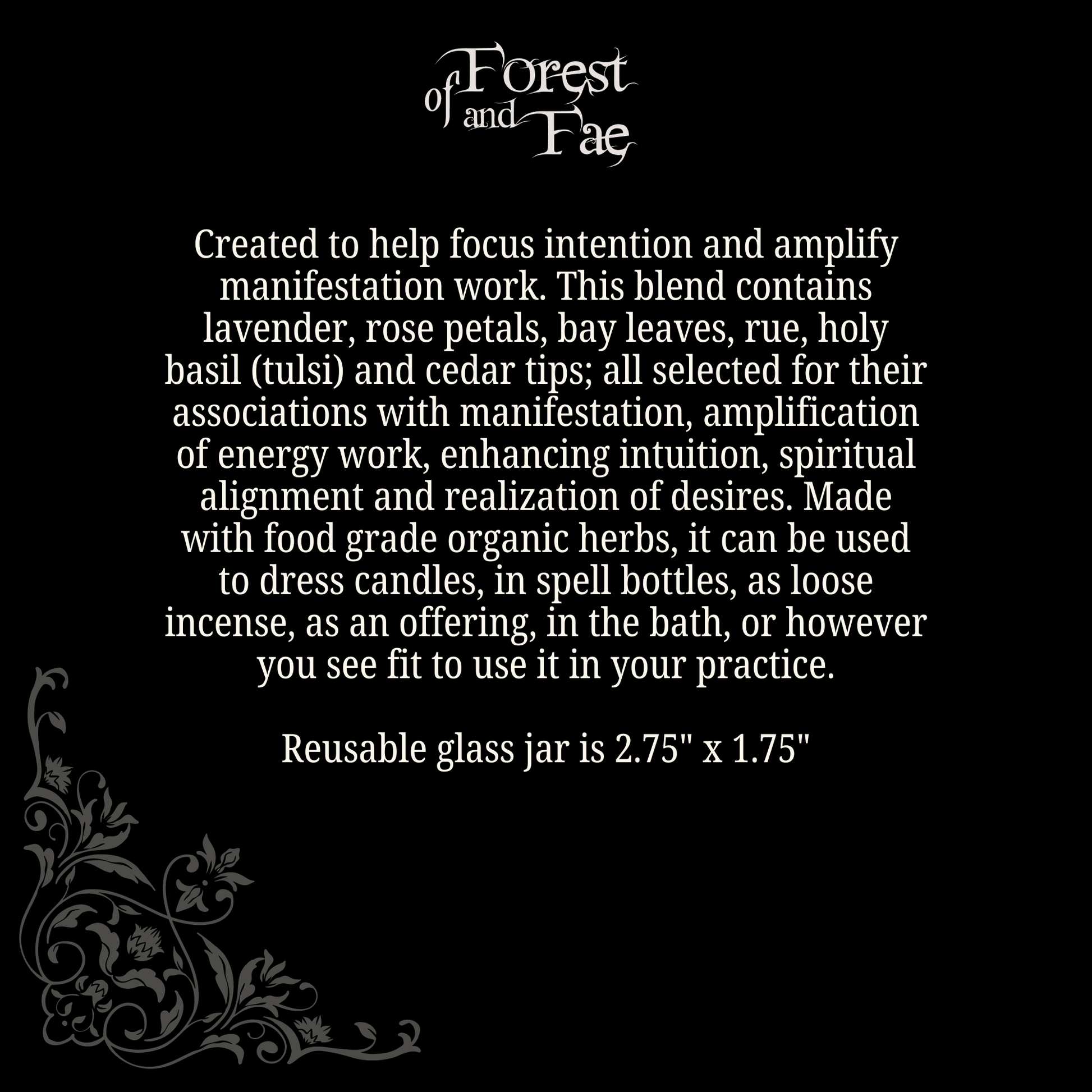 Organic Manifestation Spellwork Herb Blend for Ritual Witchcraft - Authentic Occult and Witchcraft Supply Image