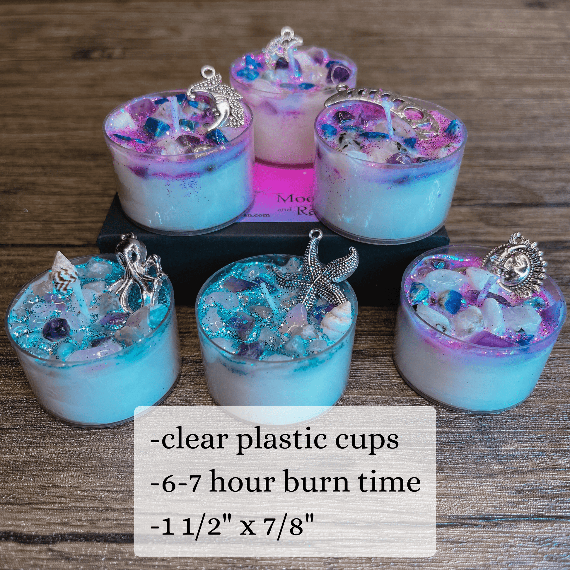 Moon Magick Tealight Crystal Candles, Ritual Candles Moon Magick Tealight Crystal Candles, Ritual Candles