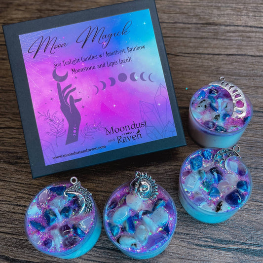 Moon Magick Tealight Crystal Candles, Ritual Candles Moon Magick Tealight Crystal Candles, Ritual Candles