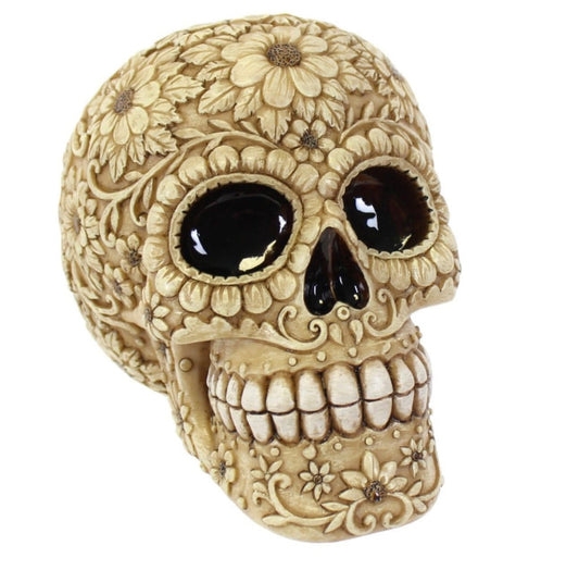 Natural Floral Skull Money Box - Authentic Occult and Witchcraft Supply Image