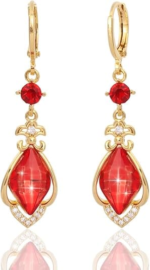 Ruby Dangle Chandelier Earrings | 18K Gold Plated CZ