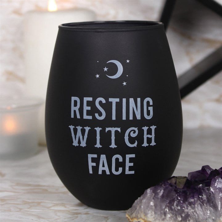 Resting Witch Face Stemless Wine Glass Resting Witch Face Stemless Wine Glass