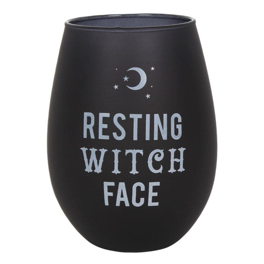 Resting Witch Face Stemless Wine Glass Resting Witch Face Stemless Wine Glass