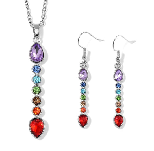 Seven Chakras Necklace and Earrings Set Seven Chakras Necklace and Earrings Set