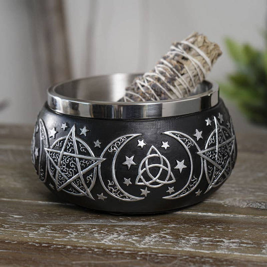 Triple Moon Resin Smudge Ritual Offering Bowl Triple Moon Resin Smudge Ritual Offering Bowl